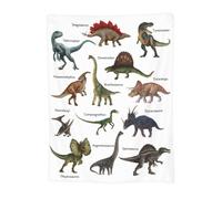 Newhomestyle Couverture en flanelle dinosaure, couverture légère et chaude Dino pour garçon et adolescent (Tricératops, Brachiosaure, Carnivores) - 125 x 150 cm