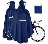 NEWIROVE Cape Pluie Velo Portable Léger Poncho Pluie Velo Imperméable Vêtements Avec Reflechissant Unisexe Poncho Pour Homme Femme, Bleu