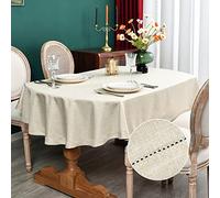 NEWISHER Nappe ovale en faux lin avec bordure ajourée à jour de style rustique pour salle à manger, cuisine, fête, maison, 152,4 x 259,1 cm