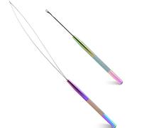 NEWISHTOOL Kit d'outils d'extension de cheveux en acier inoxydable, outil de crochet de traction et enfile-aiguille pour cheveux, micro maillons pour perles en silicone, plumes