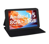 NEWISION Tablette de 7" avec étui, tablettes Android 15 cinq cœurs, 8 Go de RAM, 32 Go de stockage, 1 To, WiFi 5G, écran IPS HD 1024 x 600, 3500 mAh, double caméra, tablette PC de type C (noir)