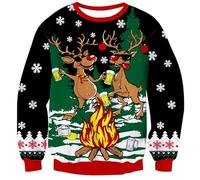 NEWISTAR Pull Noel Homme Ugly Sweater Impression 3D Pulls à Col Rond Drole Bunt Pull Chaud Sweater Hiver XXL