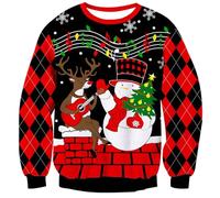 NEWISTAR Pull NoëL pour Homme Moche Pulls à Col Rond Drole Sweater Bonhomme de Neige Pulls Hiver XXL