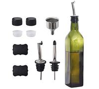 Newk Bouteille d'huile d'olive, 500 ml en verre, huile, vinaigre, cruet avec becs verseurs + entonnoir, huile, carafe, pour cuisine - Vert