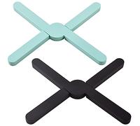 Newk Dessous de plat antidérapant et pliable en silicone, 2 packs de support écologique extensible, coussinet thermique, design en croix