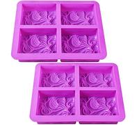 Newk Lot de 2 moules à savon en silicone à 4 cavités faites à la main avec motif de vagues vives pour savon au lait (cavités de 100 ml)