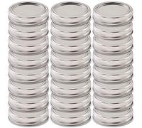 Newk Lot de 24 bocaux Mason et anneaux à ouverture régulière réutilisables avec couvercles en silicone pour bocaux Ball, Kerr et plus (24 couvercles et 24 anneaux, 70 mm, argent)