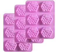 Newk Lot de 3 moules à savon en silicone en forme de nid d'abeille - 6 cavités - Pour fabrication de savon et de gâteaux