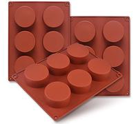 Newk Lot de 3 moules cylindriques en silicone à 6 cavités de 5,1 cm pour cupcakes, savons faits à la main, muffins, gâteaux, cheesecake, brownie, couvercle de chocolat