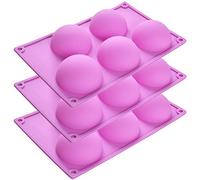 Newk Lot de 3 moules en silicone demi-sphère à 5 trous pour la fabrication de bombes de chocolat, gâteaux, gelée, pudding, mousse en dôme - Violet