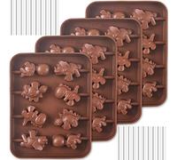 Newk Lot de 4 moules à sucettes en silicone anti-adhésif en forme de dinosaure pour sucettes, chocolats, bonbons