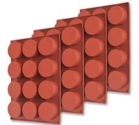 Newk Lot de 4 moules cylindriques en silicone, 12 cavités rondes pour pop cakes, savons, biscuits au chocolat, bombes de bain, cheesecakes, couverture de chocolat