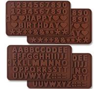 Newk Lot de 4 moules en silicone en forme de lettres et chiffres pour décoration de gâteau d'anniversaire