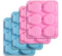 Newk Lot de 4 moules en silicone en forme de poisson pour biscuits, chocolats, bonbons, glaçons - Design mignon, 2 bleus et 2 roses, parfaits pour la pâtisserie et les travaux manuels
