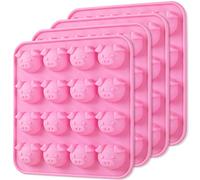 Newk Lot de 4 moules en silicone en forme de tête de cochon - 16 cavités - Pour gelée, fondant, bonbons durs, bombes de graisse cétogène, résine