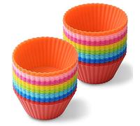 Newk Lot de 48 moules à muffins réutilisables en silicone anti-adhésif de qualité alimentaire 8 couleurs
