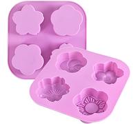 Newk Moules en silicone en forme de fleur, 2 packs de 4 moules en silicone anti-adhésifs de qualité alimentaire pour le bricolage de chocolats, bonbons, savons faits main et bombes de bain.
