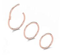 NewkeepsR 3Pièce-0.8mm épaisseur or Rose anodisé articulé cliquet anneaux de nez, 20 jauge 316L en acier sans couture segment boucles d'oreilles Piercing-5/6/7mm