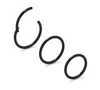 NewkeepsR 3Pièce-1.0mm noir anodisé articulé cliquet anneaux de nez, 18 jauge 316L acier sans couture segment dormeur boucles d'oreilles Piercing-8/9/10mm