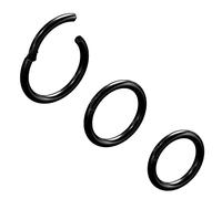 NewkeepsR 3Pièce-1.2mm noir anodisé articulé cliquet anneaux de nez, 16 jauge 316L acier sans couture segment dormeur boucles d'oreilles Piercing-10/11/12mm