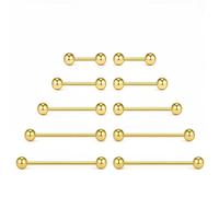 NewkeepsR 5 paires 0.8mm acier fileté or extérieurement anneau de langue mamelon Barbell Bar corps Piercing 8mm 10mm 12mm 14mm 16mm
