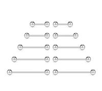 NewkeepsR 5 paires 1.0mm acier fileté extérieurement anneau de langue mamelon Barbell Bar corps Piercing 6mm 8mm 10mm 12mm 14mm