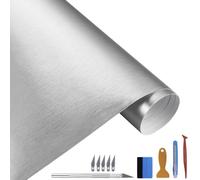 NewL 100 cm x 300 cm - en Acier Inoxydable brossé métallisé - Film Vinyle Mat chromé - Autocollant pour Voiture, Moteur, Ordinateur Portable, Meubles