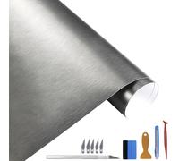 NewL 100 cm x 300 cm - Gris brossé - en Vinyle métallique - Mat - Chrome - pour Voiture, Moteur, Ordinateur Portable, Meubles