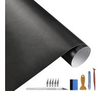 NewL 100 cm x 300 cm - Noir - Acier Inoxydable brossé métallisé - Film Vinyle Mat chromé - Autocollant pour Voiture, Moteur, Ordinateur Portable, Meubles