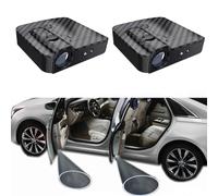 NewL 2x Projecteur LED sans fil avec logo pour porte de voiture, lumière de bienvenue, lumière d'ombre fantôme - motif fibre de carbone