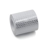NewL Bande Réfléchissante Nid d'Abeille Avertissement Sécurité Blanc | Haute réflexivité, dimensions 5 x 300 cm, autocollant, canaux anti-bulles, souple et extensible, adapté auto, moto, casque