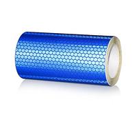 NewL Bande Réfléchissante Nid d'Abeille Avertissement Sécurité Bleu | Haute réflexivité, dimensions 10 x 300 cm, autocollant, canaux anti-bulles, souple et extensible, adapté auto, moto, casque