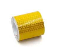 NewL Bande Réfléchissante Nid d'Abeille Avertissement Sécurité Jaune | Haute réflexivité, dimensions 5 x 300 cm, autocollant, canaux anti-bulles, souple et extensible, adapté auto, moto, casque