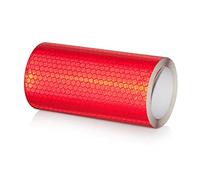 NewL Bande Réfléchissante Nid d'Abeille Avertissement Sécurité Rouge | Haute réflexivité, dimensions 10 x 300 cm, autocollant, canaux anti-bulles, souple et extensible, adapté auto, moto, casque