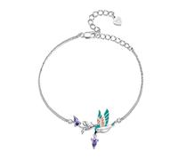 NewL Bracelet à breloques en forme d'oiseau pour femme en argent sterling 925 réglable en acier inoxydable pour anniversaire de mariage, fête des mères, Pierre, Oxyde de zirconium
