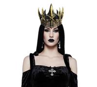 NewL Couronne d'Halloween 3D en mousse PU médiévale - Diadème rétro pour roi - Coiffe de performance sur scène - Costume de cosplay (couronne corbeau dorée)