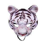NewL Demi-masque d'Halloween en forme d'animal 3D pour bal masqué - Costume de costumade pour homme et femme (tigre blanc)