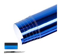NewL Film Autocollant en Vinyle Bleu Miroir Brillant - sans Bulles - pour Voiture, vélo - 50 x 150 cm