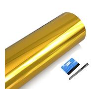 NewL Film Autocollant en Vinyle chromé Brillant - sans Bulles - pour Voiture doré 5cm x 900cm