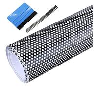 NewL Film Autocollant en Vinyle Noir perforé pour phares de Voiture avec Couteau et raclette Bleue (30 cm x 107 cm)
