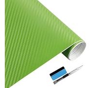 NewL Film Vinyle 3D Vert en Fibre de Carbone avec Film adhésif sans Bulles avec Outils de Montage (50 cm x 152 cm)