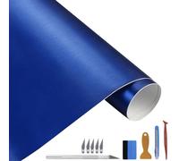 NewL Film Vinyle Auto Métallique Acier INOX Satin Mat Chromé Bleu