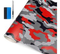 NewL Film Vinyle Camouflage pour Voiture, vélo, Ordinateur, Ordinateur Portable, Scooter, Moto (Camo Rouge, 30cm x 150cm)