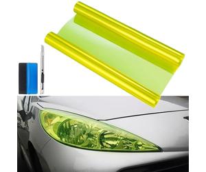 NewL Film Vinyle Teinté Autocollant pour Phares, 30 x 120 cm, Jaune fluo | Outil de pose inclus, extensible, résistant au lavage, sans résidu collant, pour phares, feux arrière et antibrouillards auto