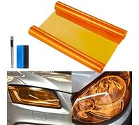 NewL Film Vinyle Teinté Autocollant pour Phares, 30 x 120 cm, Orange | Outil de pose inclus, extensible, résistant au lavage, sans résidu collant, pour phares, feux arrière et antibrouillards auto
