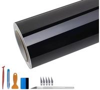 NewL Kit d'outils Gratuit Kit d'enveloppe de Vinyle Haute Brillance pour Black Out Chrome Delete Window Trim Door Trim (30 cm x 3 mètres)