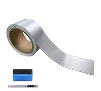 NewL Kit d'outils gratuit Kit Vinyle Métallique Argenté Brossé pour Noir Out Chrome Effacer Garniture de Fenêtre Garniture de Porte Seuil de Porte (5cm x 900cm)