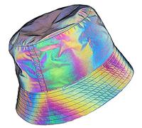 NEWL OPO Chapeau de pêcheur réfléchissant Arc-en-Ciel et Chapeau de Soleil pour Femme Brille dans Le Noir, Gris, Taille Unique