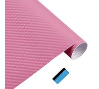 NewL Rouleau de film vinyle 3D en fibre de carbone rose avec film adhésif sans bulles d'air avec outils d'installation (50 cm x 150 cm)