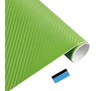 NewL Rouleau de film vinyle 3D en fibre de carbone vert avec film adhésif sans bulles d'air et outils d'installation (50 cm x 150 cm)